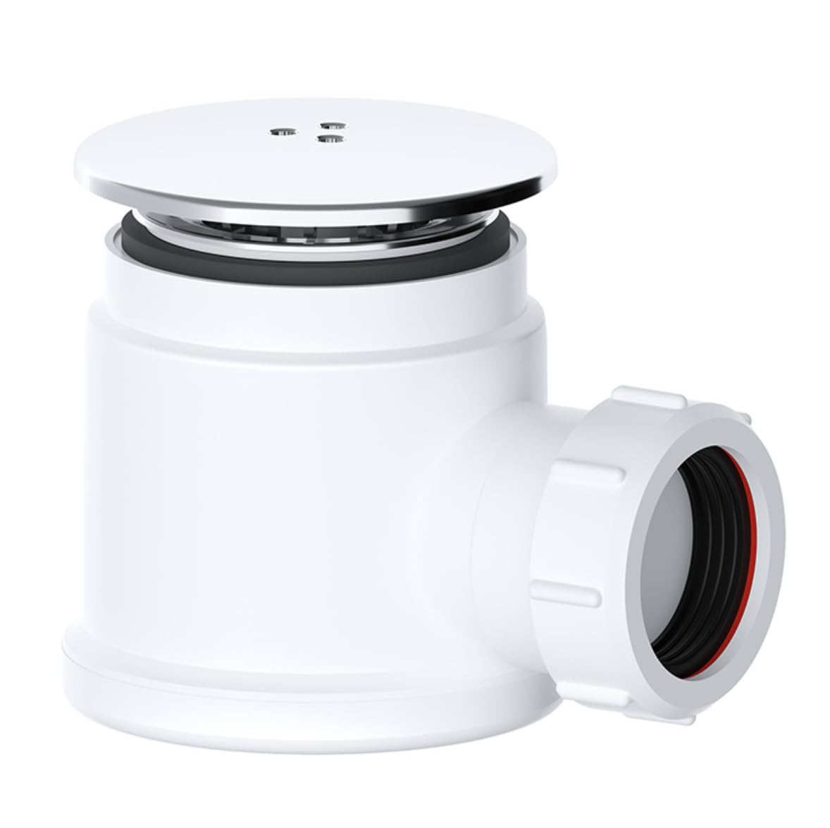 PlumbEZ Compact Chrome Shower Trap - 50mm Easy Clean Enclosure Tray Waste Trap - Shower Drain Cover Replacement Shower Drain with Shower Trap cover 1.1/2" Multi-fit