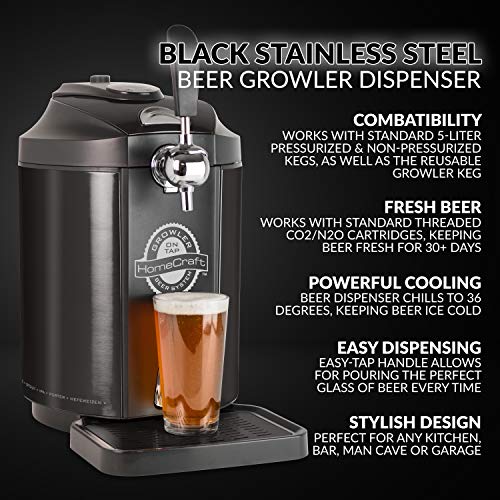 Homecraft Black Stainless Steel EasyDispensing Tap Mini Kegerator