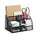 7 Compartment Wire Mesh Desk Organizer, Black, Compact Caddy for Desk Accessories, Perfect for Home, Students, or Office