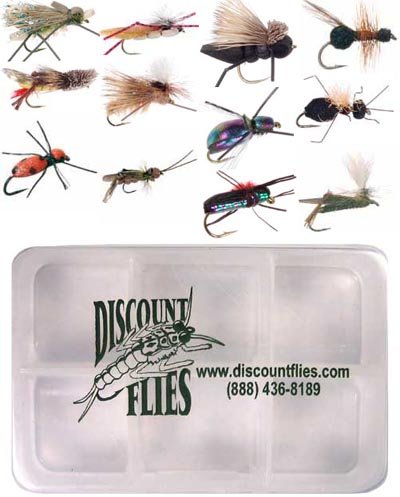 Terrestrial Dry Fly Collection - 12 Trout Flies + Fly Box