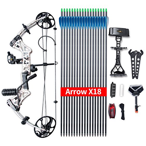 Compound Bow Ship from USA Warehouse,Topoint Archery Package,M1,19"-30" Draw Length,19-70Lbs Draw Weight,320fps IBO Limbs Made in USA (Snow camo)