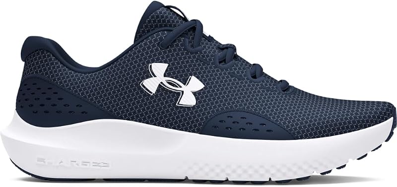 UA Charged Surge 4 Zapatos de deporte para hombre, ligeras y transpirables deportivas de hombre, color azul almirante/blanco/blanco