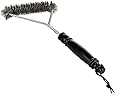 BOGZON 3-Sided BBQ Wire Brush with Hanging Loop, Grill Cleaning for Weber, Char-Broil, Porcelain and Infrared Grills, Stainless Steel Bristles, 1 Piece