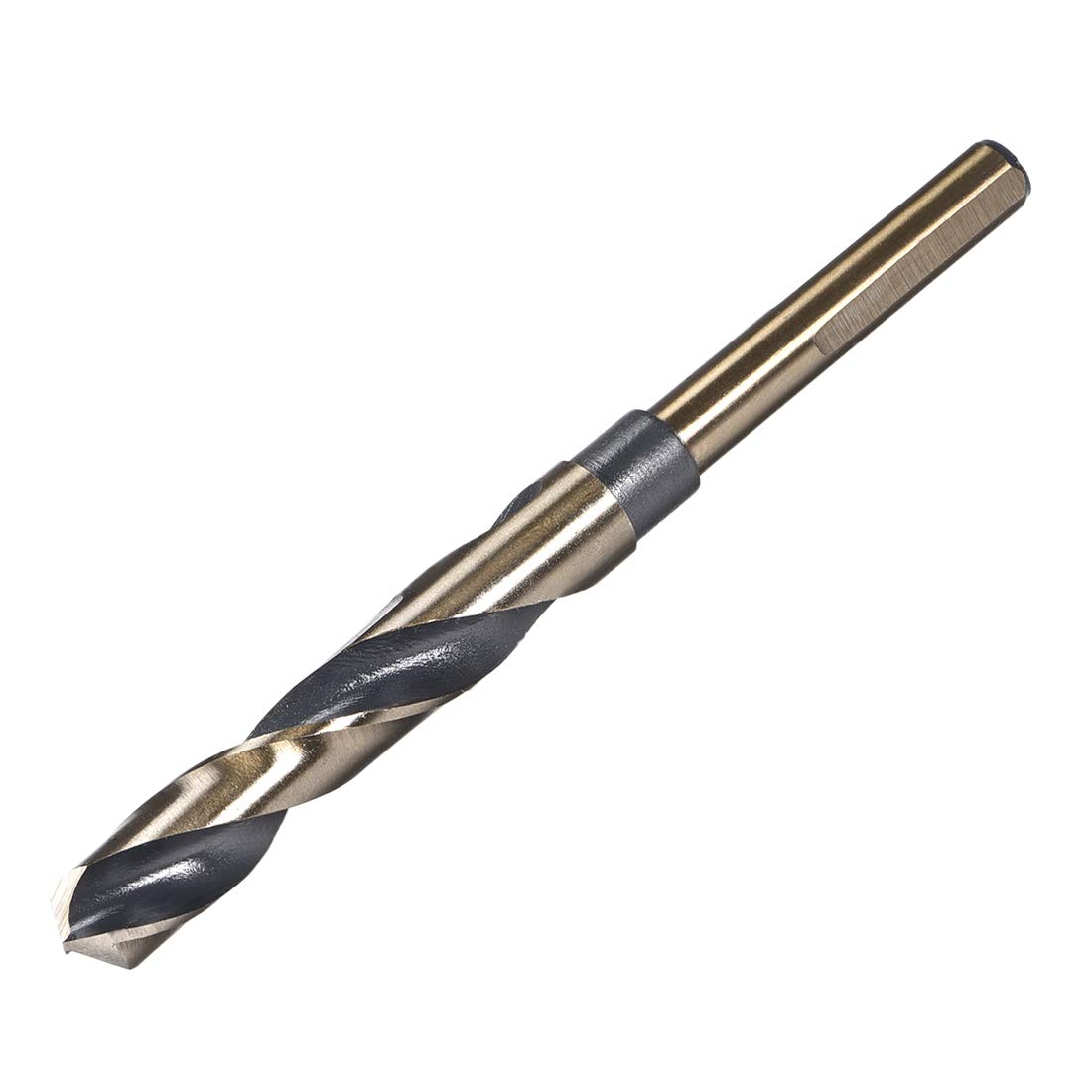 Photo 1 of uxcell Reduced Shank Twist Drill Bits 14mm Black Nitride & Gold Titanium Coated High Speed Steel 4341 with 10mm (3/8") Shank for Stainless Steel Alloy Metal Plastic Wood