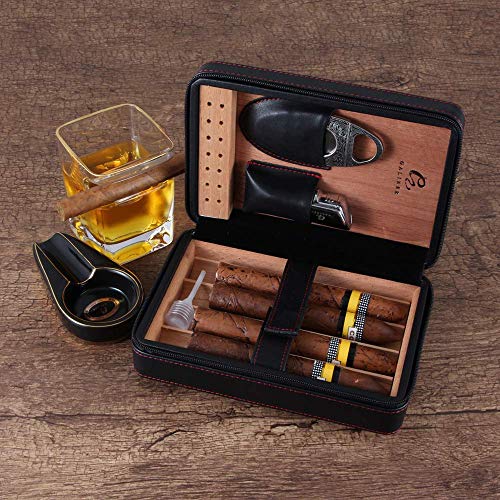 GALINER Cigar Humidor Case Lighter Cutter Set,Portable Humidifier