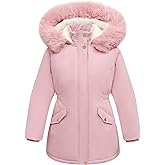 CICVSOC Girl's Long Coat Waterproof Winter Kids Outerwear Warm Parka Puffer Jacket with Hood