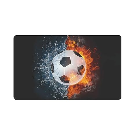 NGZXPMYY Balón de fútbol en Fuego y Agua Alfombra de Entrada ...