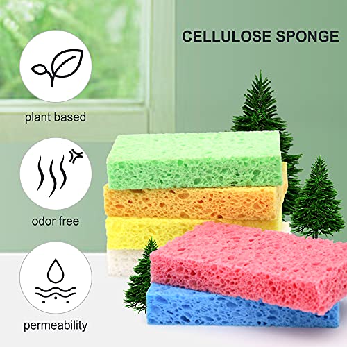 ARCLIBER Cellulose Sponges,Heavy Duty Scrub Kitchen Sponge,Clean Tough Messes Without Scratching Sponges Kitchen,Pop Up Eco Sponges DIY (6 Pack)