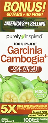Purely Inspired Garcinia Cambogia Extract Weight Loss Supplement with Green Coffee, 1600mg Caplets, 100 Count