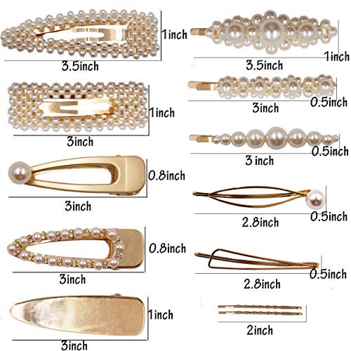 12PCS Elegant Hairpins Hair Accessory for Girls Women Lady Bridal Weeding White Pearl Jewelry Flower Hair Clips Pins Barrettes (Gold Hair Clips)