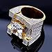 TOPGRILLZ Hip Hop 14K Gold Plated Iced Out CZ Simulated Diamond Cushion Diamond Square Punky Ring for Men