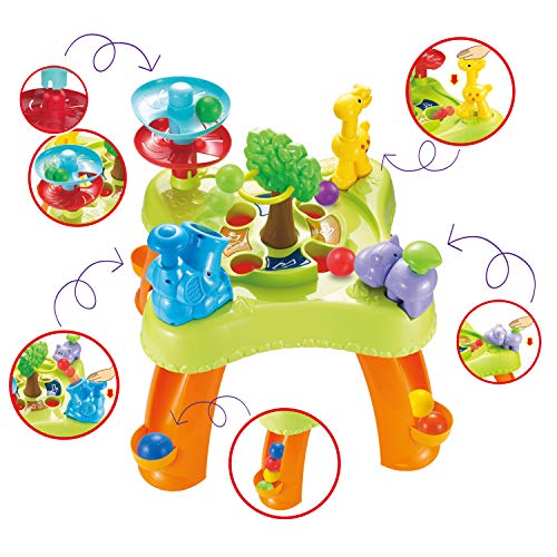 infunbebe Activity Ball Run Table Learning and Activity Table for Toddlers, Early Development Multiplayer Learning Table with Ball Drop Toys and Game Mode