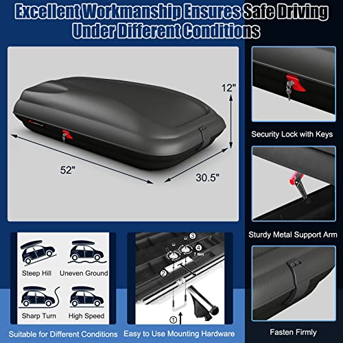 Goplus Rooftop Cargo Box, Heavy Duty Hard Shell Roof Cargo Carrier with