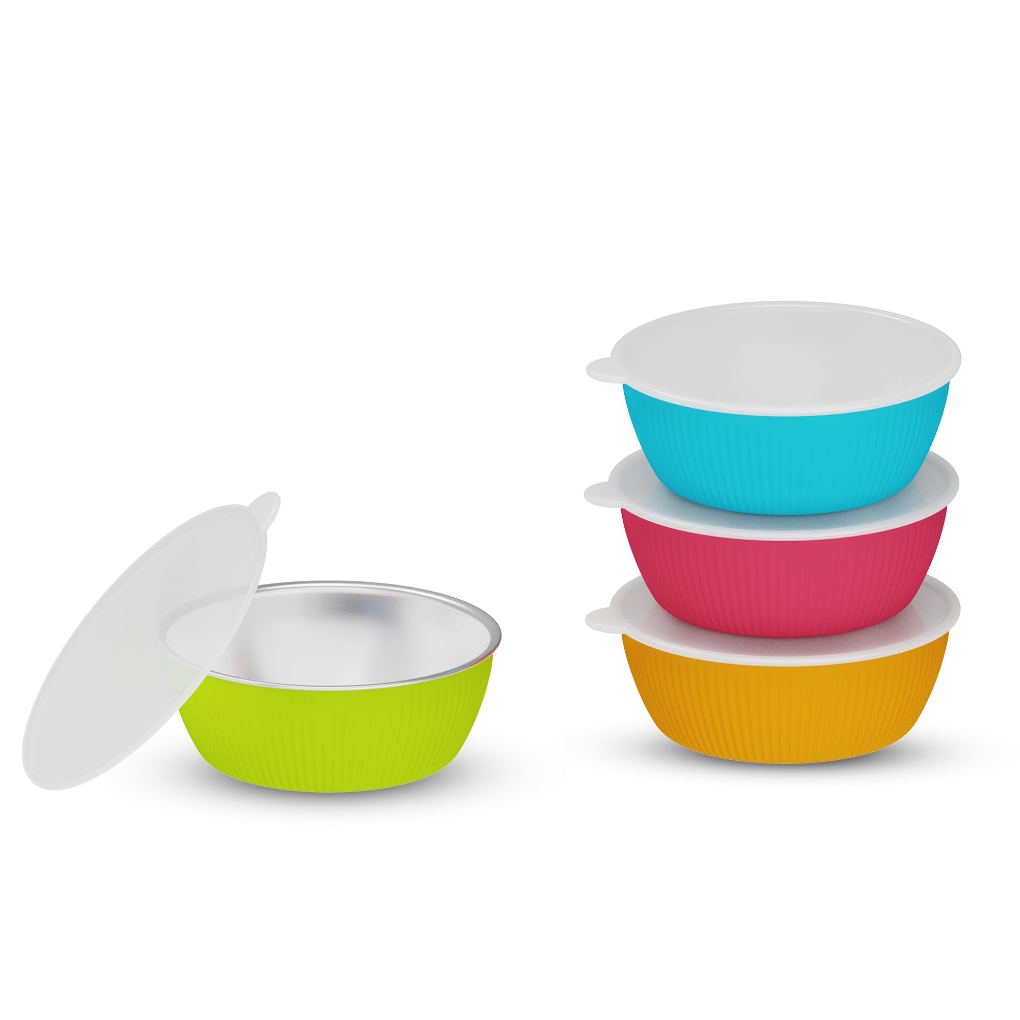 Photo 1 of Jayour Kids Stainless Steel Bowls with Anti-Slip Silicone Sleeves | Dishwasher Safe | Premium Toddler Bowls for Eating | Perfect for Toddlers & Kids - Set of 4