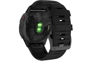 YOOSIDE Quick Easy Fit Watch Band for Garmin Fenix 6X Pro/Sapphire,26mm Soft Non-allergenic Silicone Sport Waterproof Wristband Strap for Garmin Fenix 5X/5X Plus,Fenix 3,Quatix 3,Tactix Bravo(Black)