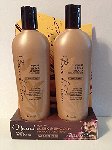 Bain de Terre Sleek & Smooth Shampoo 13.5oz & Conditioner 13.5oz (WITH ARGAN OIL & PARABEN FREE)