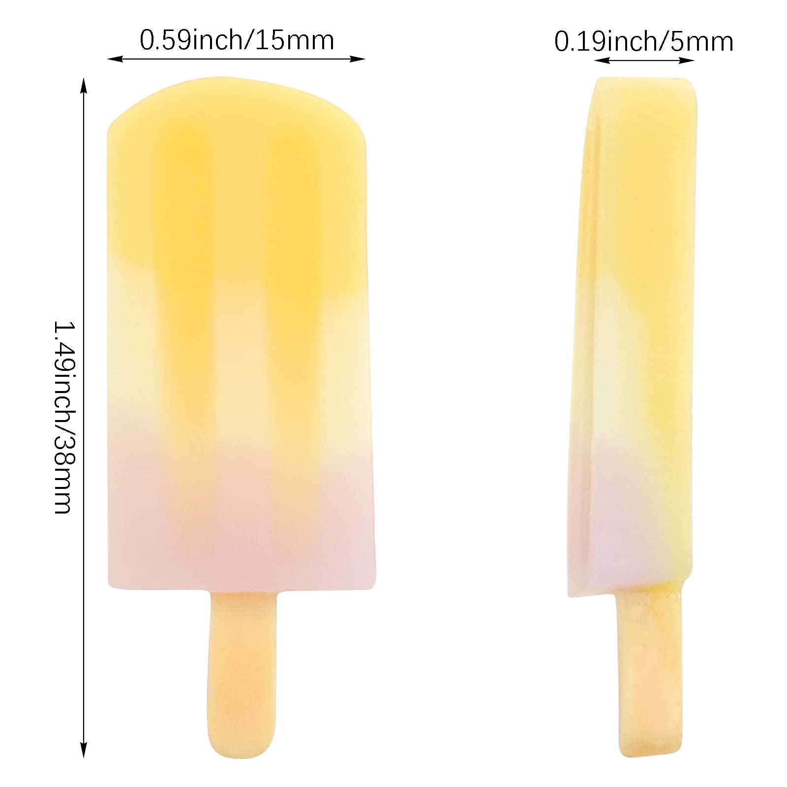40 PCS 3D Ice-Lolly Flatback Resin Charm Assorted No Hole Beads for DIY Scrapbooking Embellishment Phone Case Decor Hair Clip Craft Jewelry Making Supplies