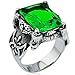 Men's Large Stainless Steel Crystal Dragon Claw Knight Cross Flower Gothic Vintage Ring, Silver Green Size 12