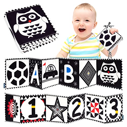 SYNARRY Black and White Baby Book, High Contrast Baby Toys for Newborn