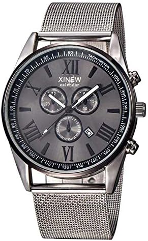 Men Watches New Luxury Multifunction Day Date Male Clock Analog Quartz Stainless Steel Mesh Wrist Watch
