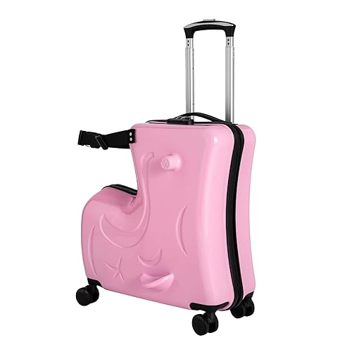 DNYSYSJ 20 Inch Kids Carry On Suitcase Luggage, Portable Kid's Ride-On  Suitcase Travel Trolley Case with Spinner Wheels, Kids Travel Trolley  Riding