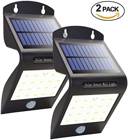 Aickar Solar LED Lights, 20 LEDs Wireless Motion Sensor Solar Lights Outdoor, Waterproof Wall Lights for Garden, Fence, Porch, Patio, Driveway and More, Pack of Two