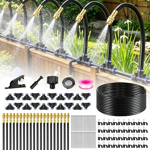 Automatic Watering for Garden 20 m, 360° Automatic Watering System, Irrigation System Kit with 20 Adjustable Nozzles for Gardens, Greenhouses, Balcony Plants, Landscaping, Lawns