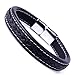 Urban Jewelry Elegant Black Cuff Genuine Leather Bracelet for Men with Elegant 316L Stainless Steel Clasp