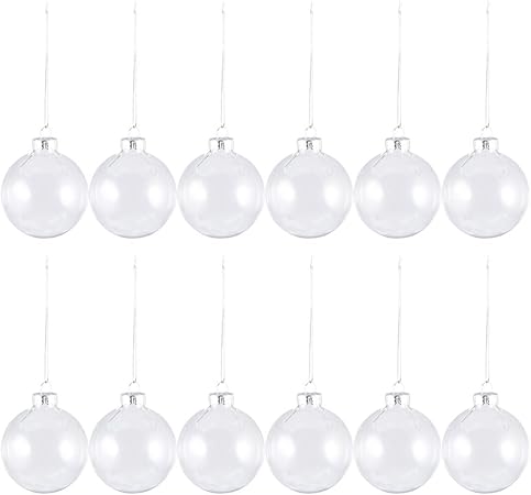 Supvox 12pcs Suspension Noel Boule De Noël Transparente En Verre Decoration Arbre Sapin De Noel Suspendu Creation Cadeau Pour Noel 6cm