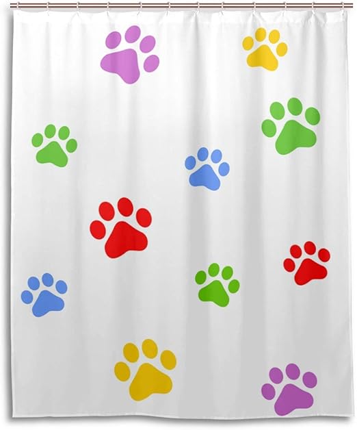 Amazon Co Jp Samau Shower Curtain Paw Print Dog Pattern Stylish Mildew Resistant Hook Waterproof Bath Curtain Bathroom Curtain Blindfolded Unit Bath Washroom Easy Installation Ring Included 150x180 Home Kitchen