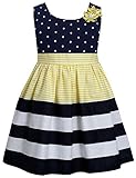 Bonnie Jean Little Girls Dot Stripe Banded Yellow Dress
