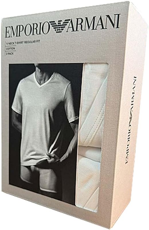 Paquete de 2 Camisetas de algodón Puro con Cuello en V para Hombre, Color Blanco, Talla S