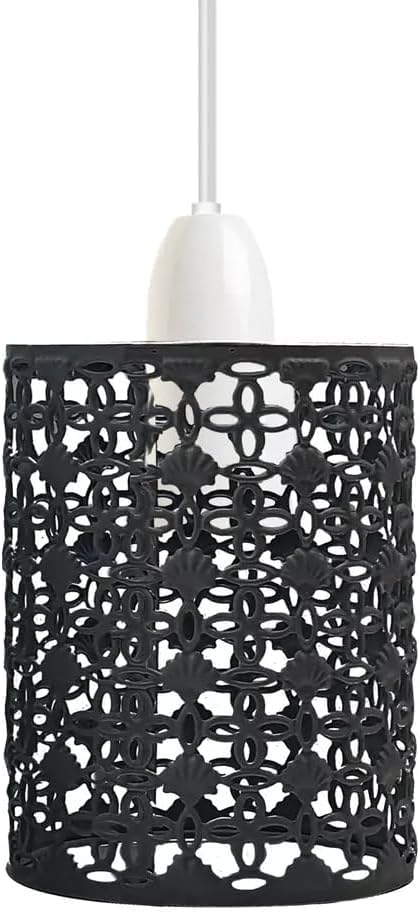 Ceiling Light Shade Metal Pendant Light Shade Ceiling Light Fitting Ceiling lamp Shades Industrial Ceiling Lights lampshade for Kitchen Light Ceiling lamp (Black 1 - Pattern 4)