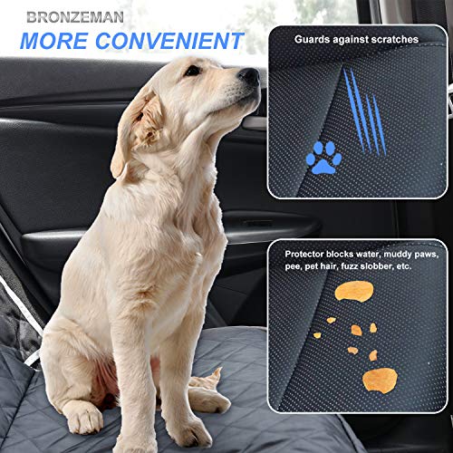 Dog Seat Cover for Back Seat - 100% Waterproof,Nonslip Bench Seat Cover Compatible for Middle Seat Belt | Strong & Durable, Multiuse,Fits All Cars | Bonus Gifts Pack Bag,Dog Leash, Buckle (Black)