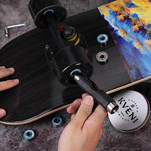 KVENI Premium Skateboard Bearings, 608-2rs Ceramic Ball Bearing - Pro Longboard Bearings for Quad Skate, Inline Rollerblades, Scooters, Spinners, ABEC, 8 Pack (Blue) - Thumbnail 6