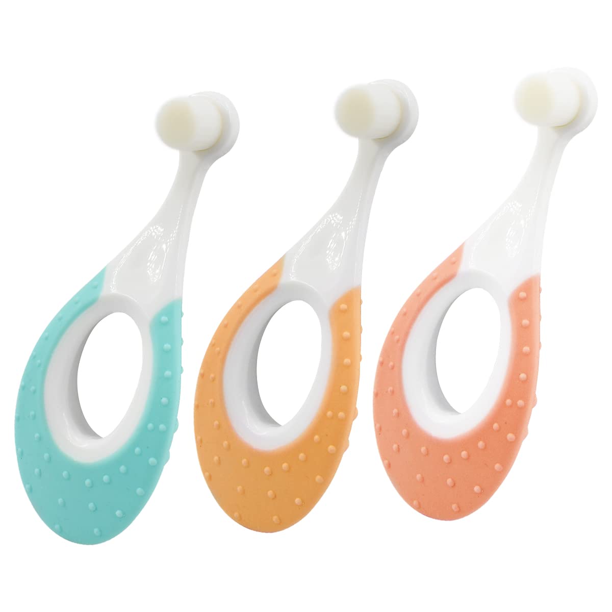 Roellgs3-Pack 0-3 Years Baby 10,000-Bristle Toothbrush, the Original Toddler Toothbrush with Super Soft bristles and Teething Rings for Baby Teeth and Gum Care