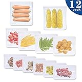 Reusable Sandwich Bags - 12 Pack Ziplock Snack Bags, BPA Free Freezer Bags Leakproof FDA Grade Food Storage Bags for Kids Adult Lunch
