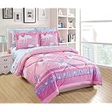 Linen Plus Twin Size 5pc Comforter Set for Girls/Teens Unicorn Rainbow Castle Pink Purple Yellow White New