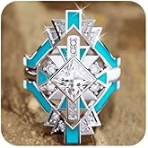 925 Sterling Silver Turquoise Ring for Women, Dainty & Chunky Adjustable Vintage Boho Ring, Minimalist Elegant Statement Jewelry, Sparkling Blue Gemstone Gift for Her Size 6