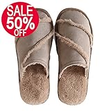 FITORY Women's Slippers,Soft Suede Plush Lined Slip On Memory Foam Clog for Indoor House