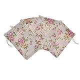 Erlvery DaMain Pack of 24pcs 8cmx14cm Roses Pattern Double Drawstring Cotton Linen Jute Cloth Sack Muslin Bags Jewelry Pouch Reusable Bags Souvenir Gift Bag