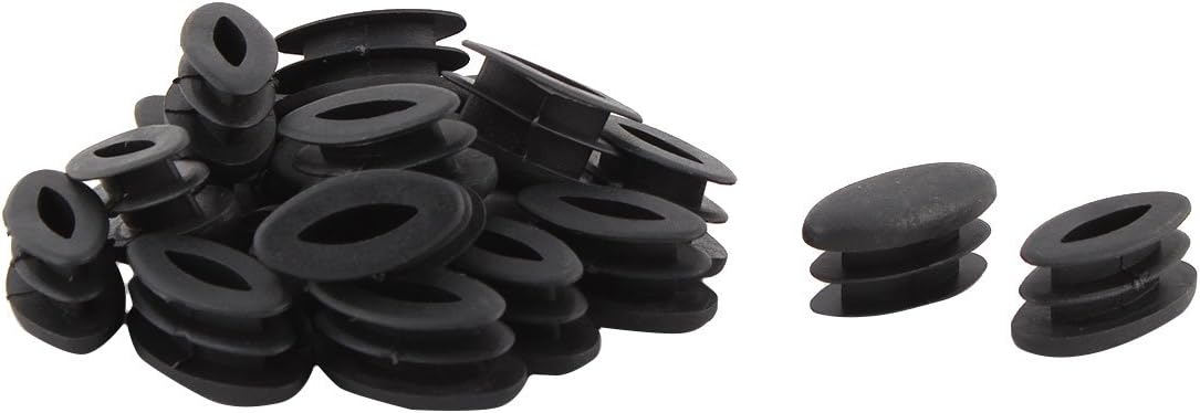 sourcing map Plastic Table Feet Oval Design Tube Pipe Insert End Cap 15 x 30mm 20 PCS Black