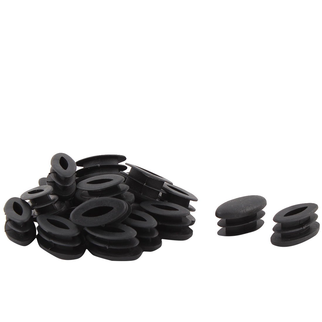sourcing map Plastic Table Feet Oval Design Tube Pipe Insert End Cap 15 x 30mm 20 PCS Black