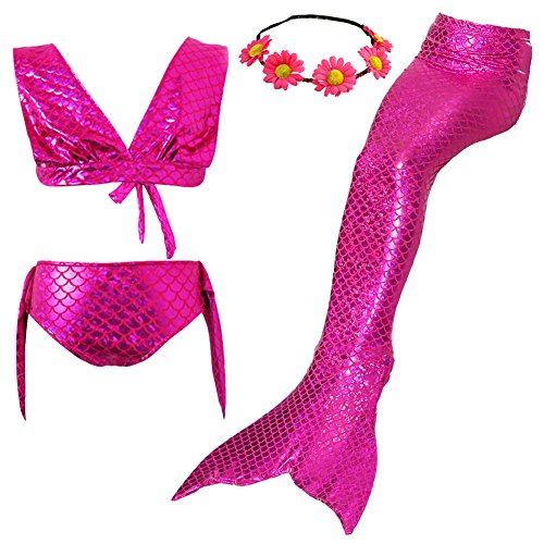 3 pcs girls swimsuit swimmable mermaid fishtail princess bikini t…