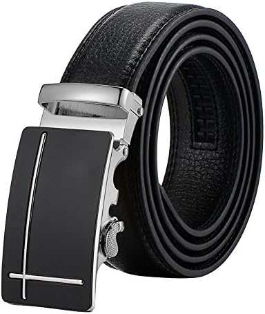 Belts for Men - Adjustable Belt with Automatic Buckle, Black Color (51inches | waist:44 to 46)