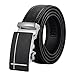 Tiitc Men's Genuine Leather Ratchet Dress Belt with Automatic Buckle (Black, 35mm Wide) (Silver Black Buckle-02)