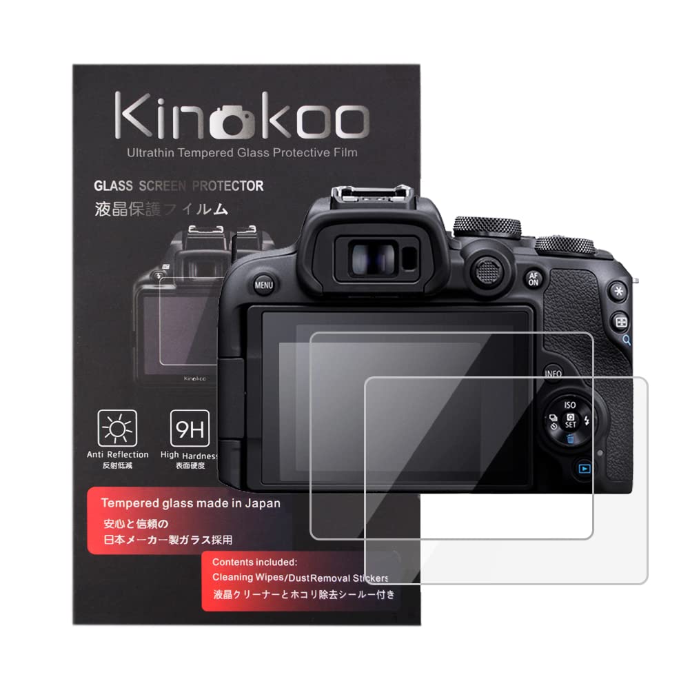kinokoo Screen Protector for Canon EOS R10/ R100/EOS R50 V Vlog Camera, 0.25mm 9H Hardness Tempered Glass Film Bubble-free/Anti-scratch- Easy Installation(2 packs)
