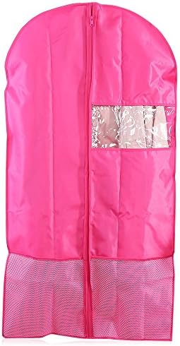 Oxford Breathable Garment Bags for Clothes Storage, Travel Foldable Hanging Garment Cover Case Dust-proof Storage Bag Protector(Set of 2 )(Pink)