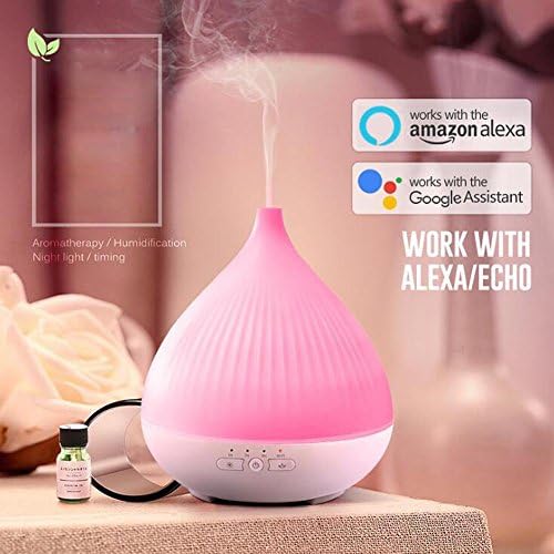 JIAYUE Aromatherapy Essential Oil Diffuser 280ML Ultrasonic Aroma Diffuser NEW025 Compatible with Alexa APP Remote WiFi Smart Control Multi-Color LED Fragrance Lamp, White