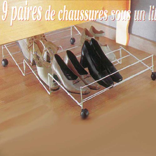 Zapatera para 9 pares de zapatos para guardar bajo la cama (acero, con